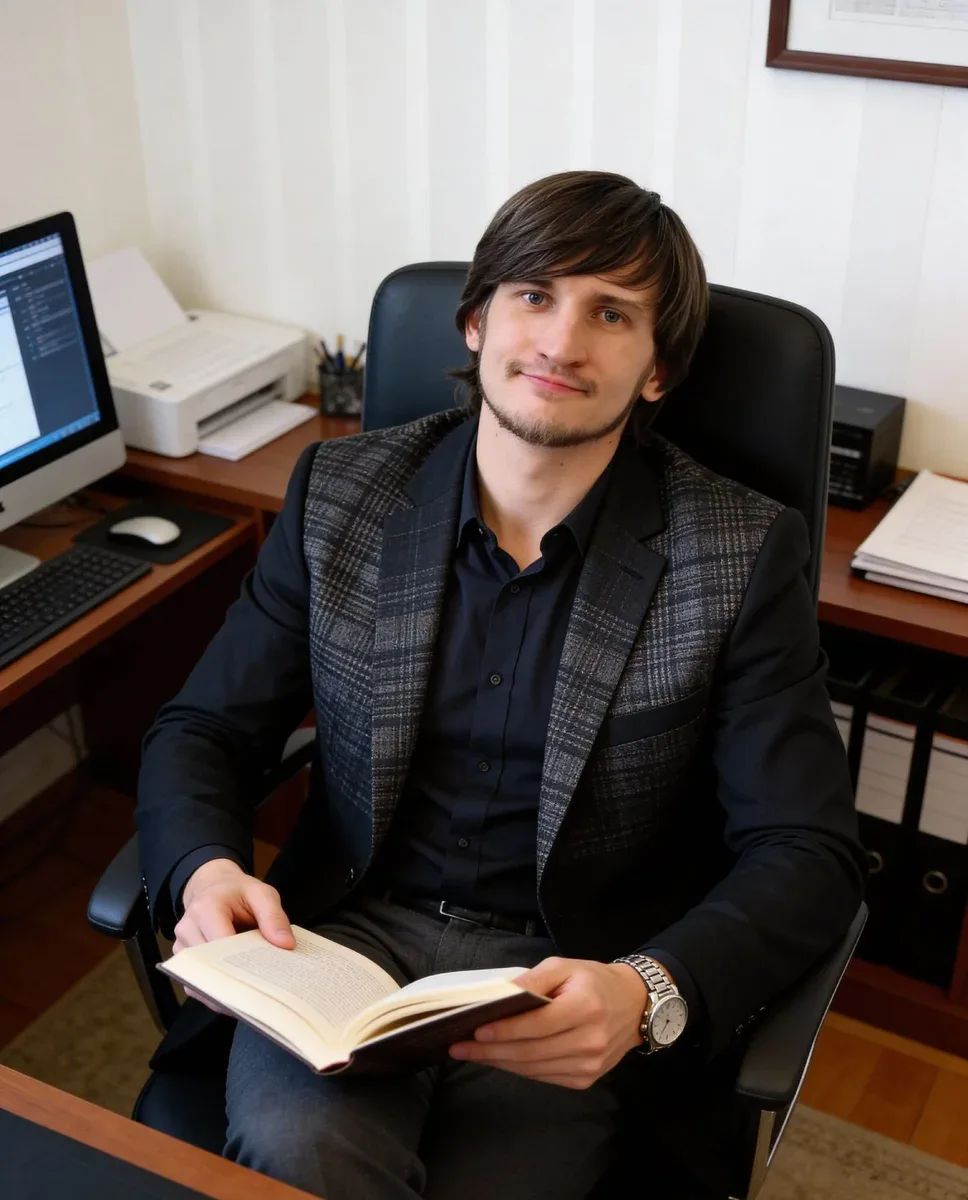 Alexander Makeev with a book